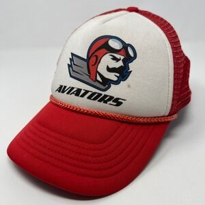 Aviators Retro Trucker Hat Red White Mesh Snapback Graphic Pilot Cap 80s Style